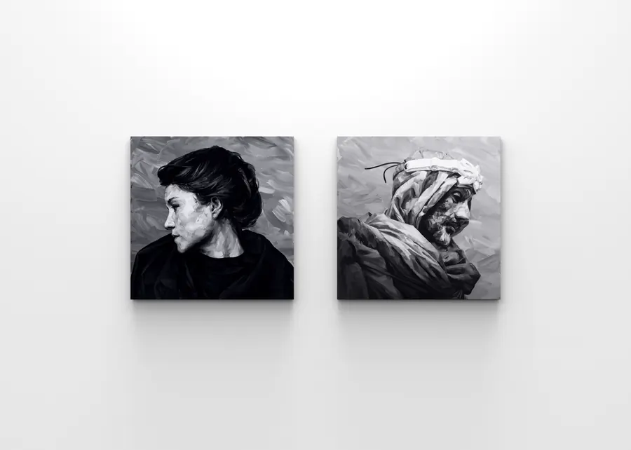 Work hung in a white space